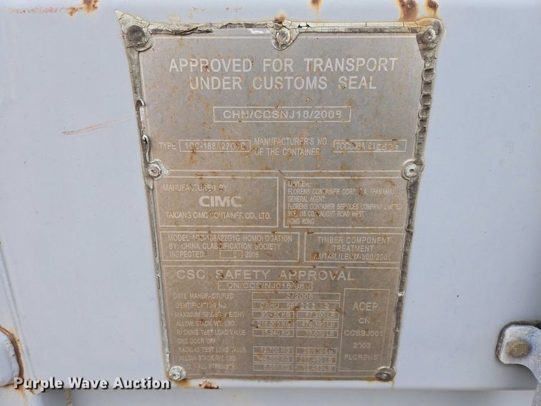 image for item EV5816 2008 CIMC 1CC-188A22G1G shipping container