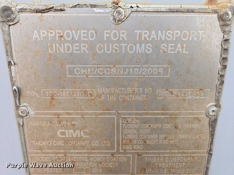 image for item EV5816 2008 CIMC 1CC-188A22G1G shipping container