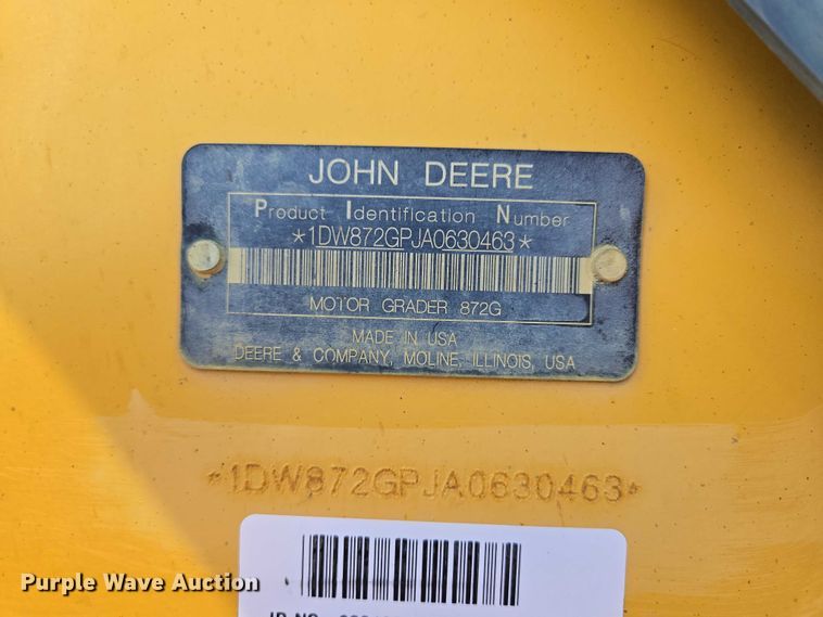 image for item EV5910 2010 John Deere 872GP motor grader