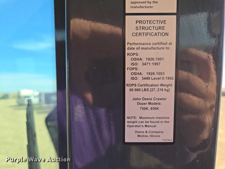 image for item EV5914 2012 John Deere 850K LGP dozer