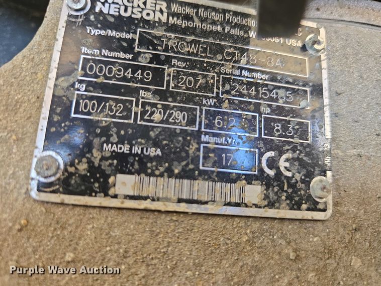 image for item EV5933 Wacker Neuson CT48 power trowel