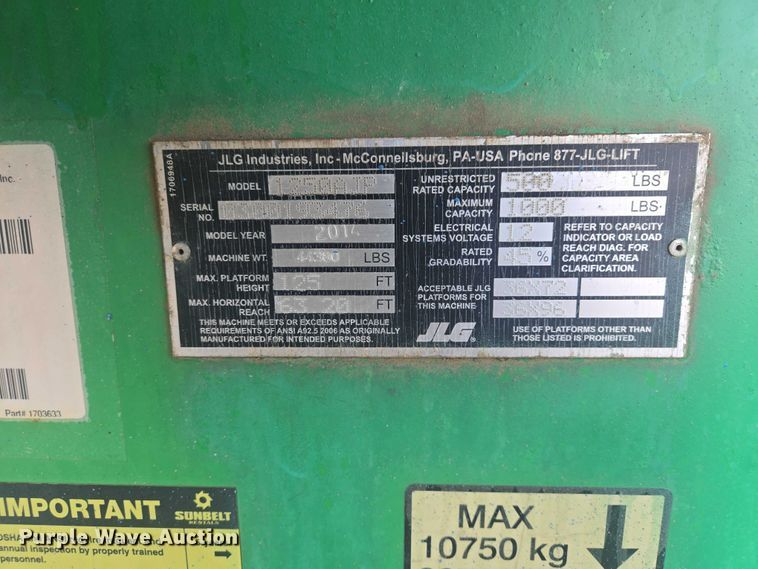 image for item EV5979 2014 JLG 1250AJP boom lift