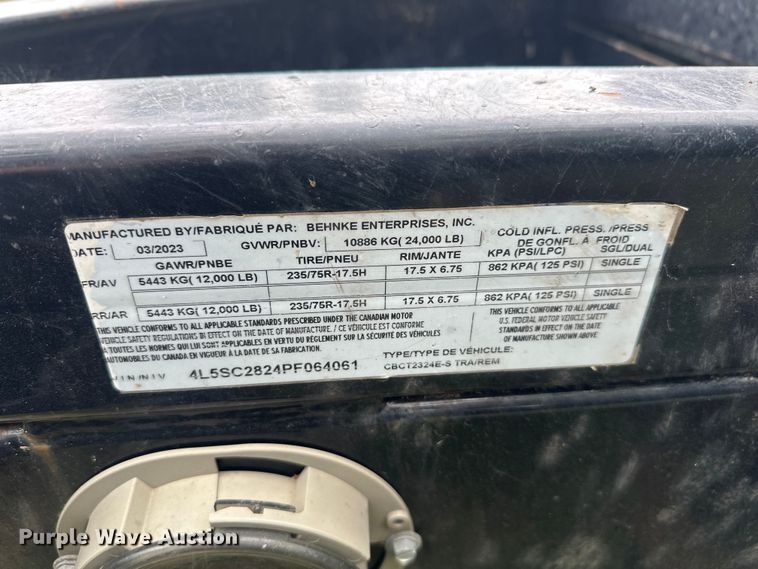 image for item EW2032 2023 Behnke CNCT2324E-S equipment trailer