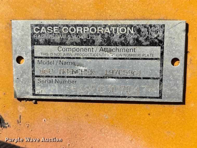 image for item FB3453 2000 Case 860 Turbo trencher