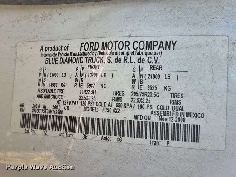 image for item FB7204 2009 Ford F-750 digger derrick truck