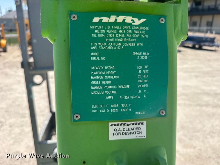 image for item FB7243 Nifty SP34 boom lift