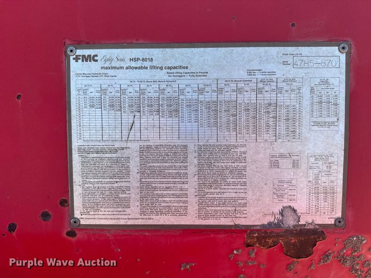 image for item FB7249 FMC HSP-8018 crane