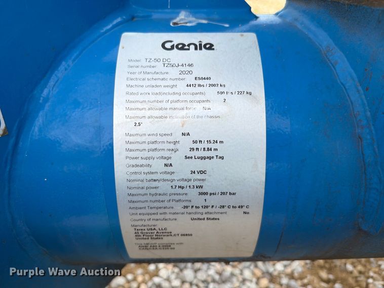 image for item FC3041 2020 Genie TZ-50 DC boom lift