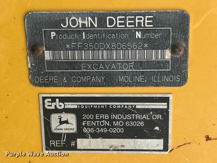image for item FC5413 2008 John Deere 350D LC excavator