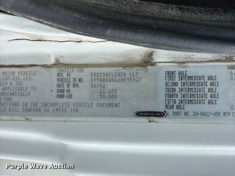 image for item FG0248 2002 Freightliner FL80 digger derrick truck