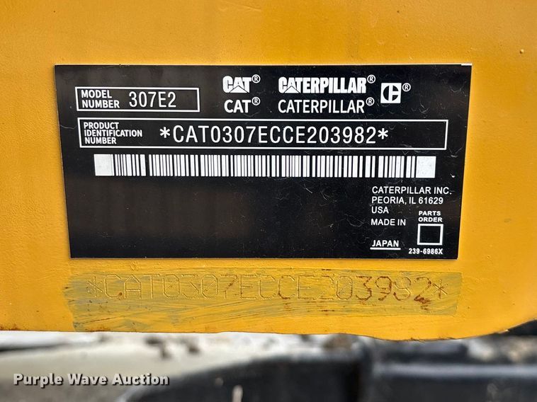 image for item FG0256 2018 Caterpillar 307E2 mini excavator