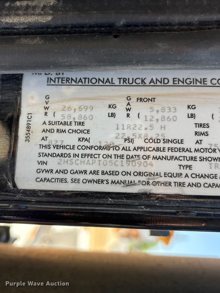 image for item FG2917 2005 International 9900i truck cab and chassis with tree spade  