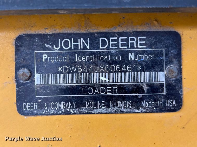 image for item FH7056 2006 John Deere 644J wheel loader