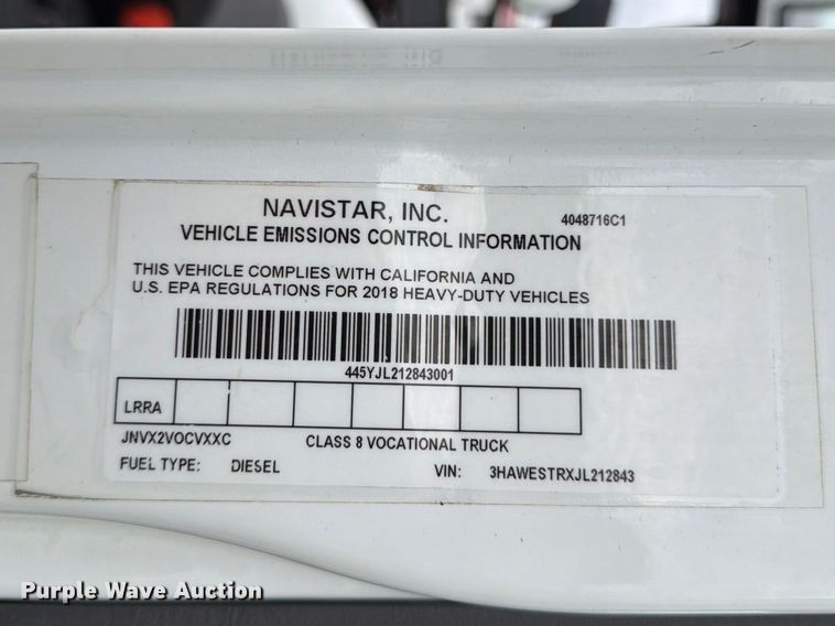 image for item FK0105 2018 International 7400 dump truck