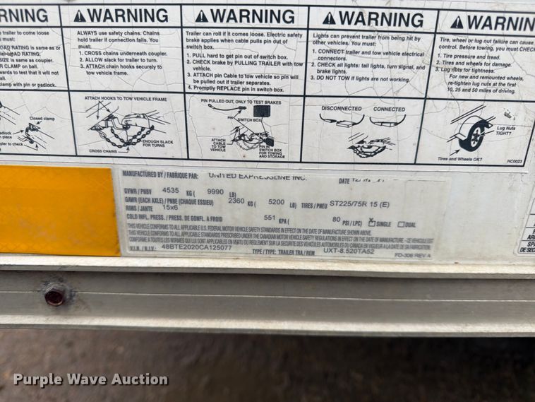 image for item FK0115 2012 United Expressline Enclosed cargo trailer enclosed cargo trailer