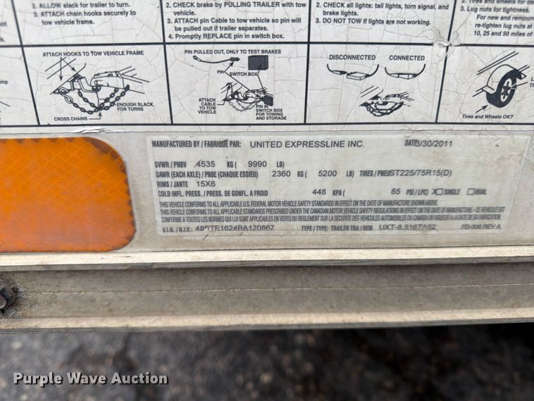 image for item FK0116 2011 United Expressline enclosed cargo trailer