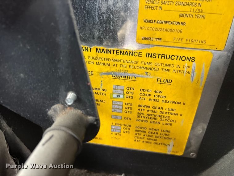 image for item FK1398 1995 Pierce pumper fire truck