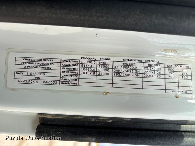 image for item FK1399 2020 Peterbilt 567 sewer jetter truck