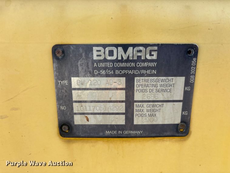 image for item FK1410 1999 Bomag BW120 AD-3 double drum roller