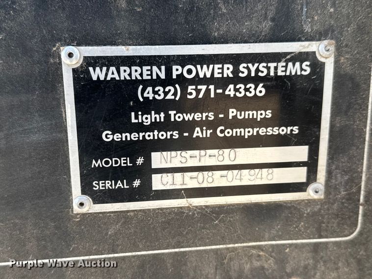 image for item MX9088 2011 Warren Power Systems NPS-P-80 generator