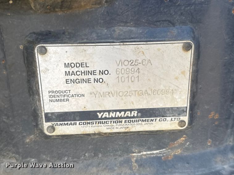 image for item MX9109 Yanmar VIO25-6A mini excavator