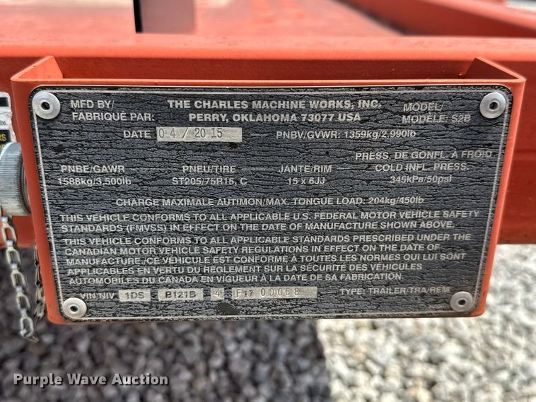 image for item MX9126 2015 Ditch Witch S2B trencher trailer