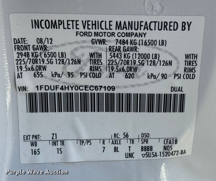 image for item NU9639 2012 Ford F450 Super Duty bucket truck