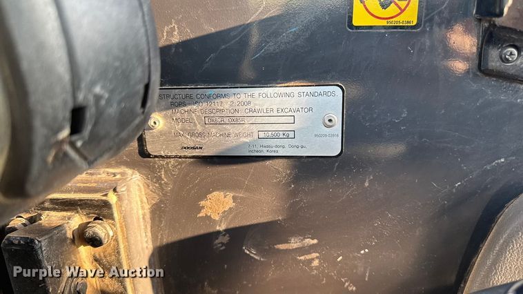 image for item YA1218 2021 Doosan DX85R-3 mini excavator