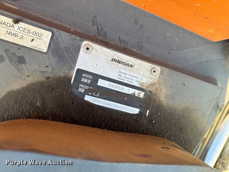 image for item YA1218 2021 Doosan DX85R-3 mini excavator