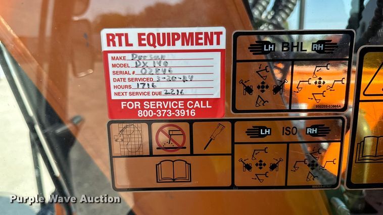 image for item YA1221 2021 Doosan DX140LCR-5 excavator