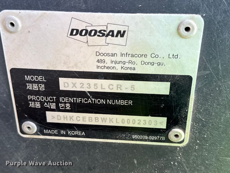 image for item YA1222 2020 Doosan DX235LCR-5 excavator