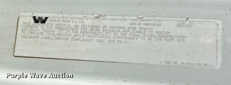 image for item YA1781 2016 Western Star 4700SF dump truck