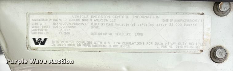 image for item YA1781 2016 Western Star 4700SF dump truck