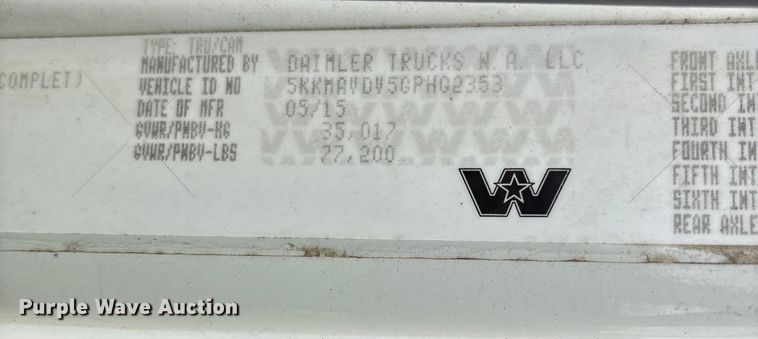 image for item YA1781 2016 Western Star 4700SF dump truck