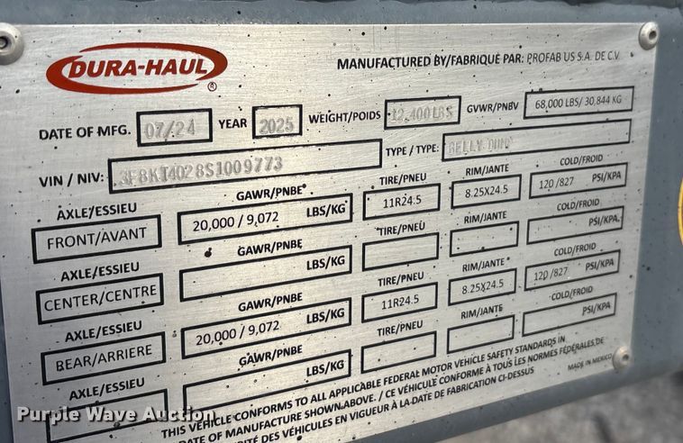 image for item YA1900 2025 Dura-Haul bottom dump trailer