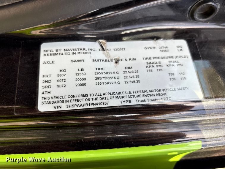 image for item YA2273 2023 International HX520 semi truck