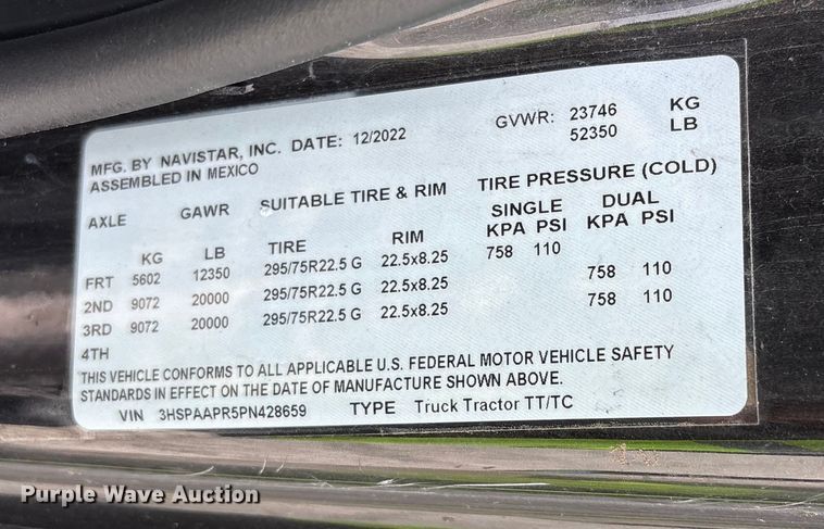 image for item YA2274 2023 International HX520 semi truck