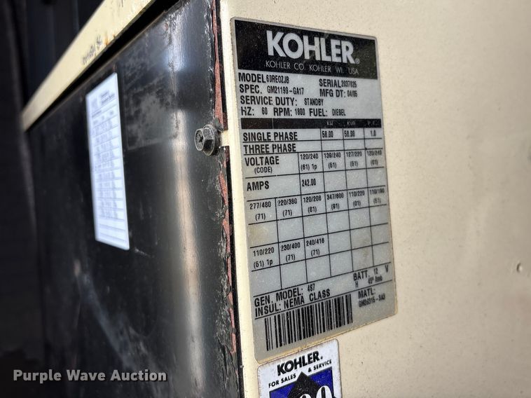 image for item YA2709 2005 Kohler Power Systems 60 generator