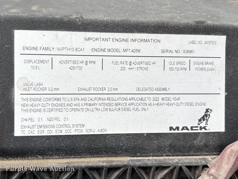 image for item YA2719 2023 Mack GR64B dump truck