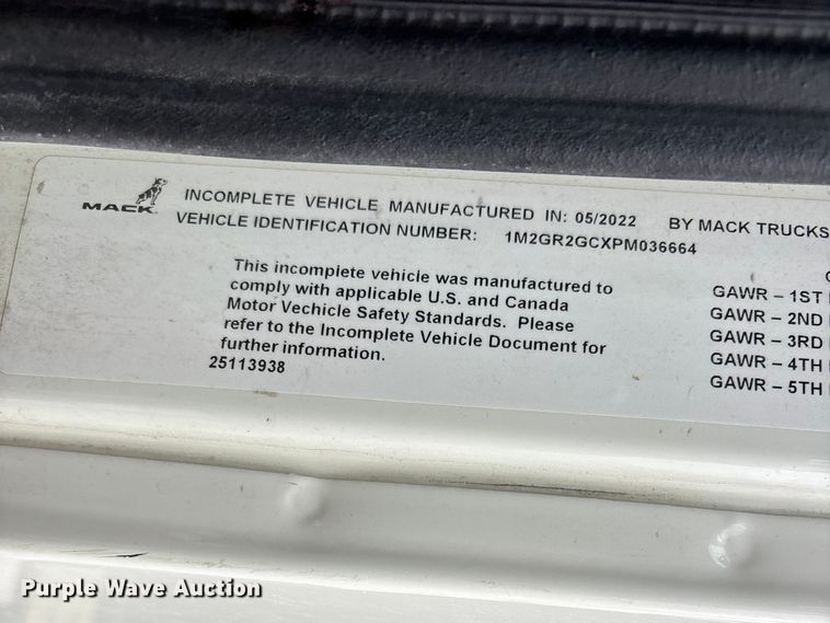 image for item YA2719 2023 Mack GR64B dump truck