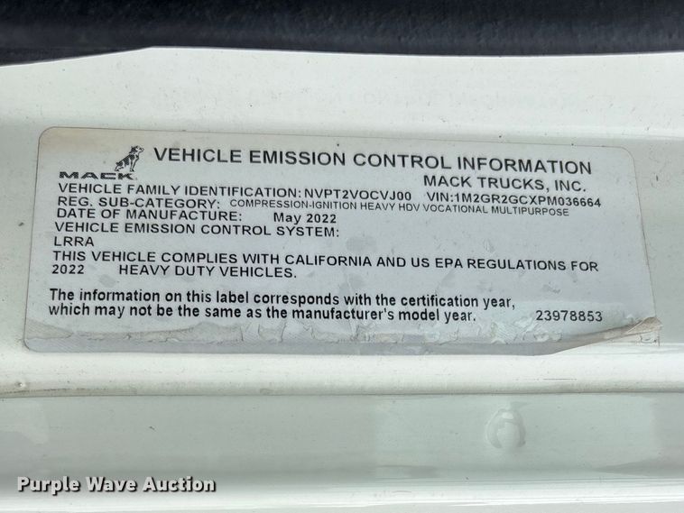 image for item YA2719 2023 Mack GR64B dump truck