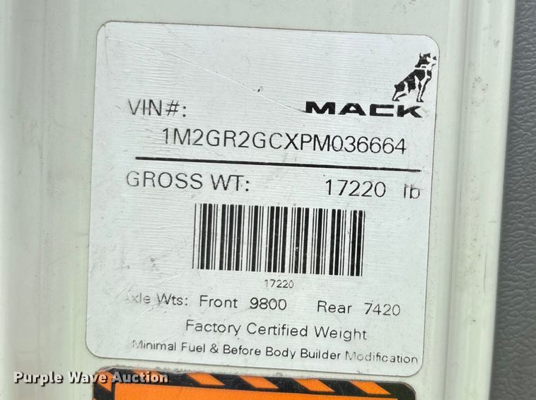 image for item YA2719 2023 Mack GR64B dump truck