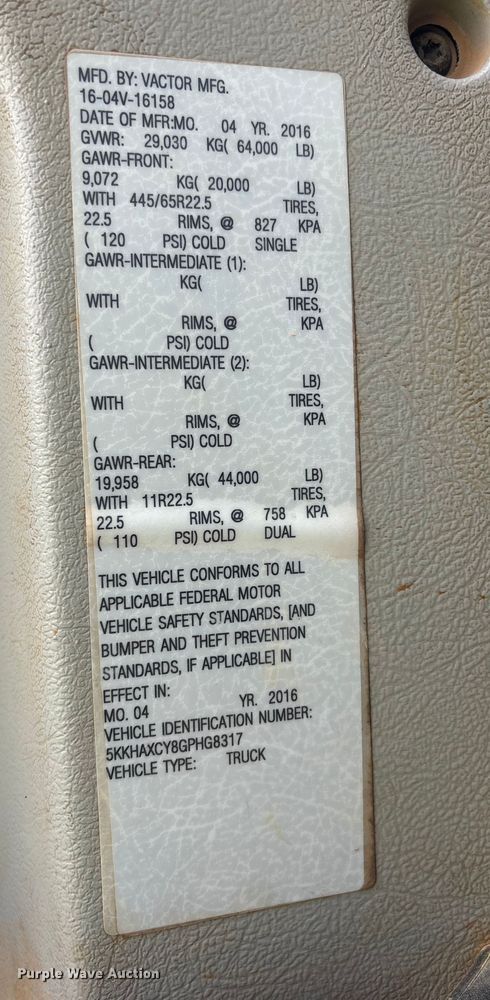 image for item YA2879 2016 Western Star 4700 sewer jetter truck