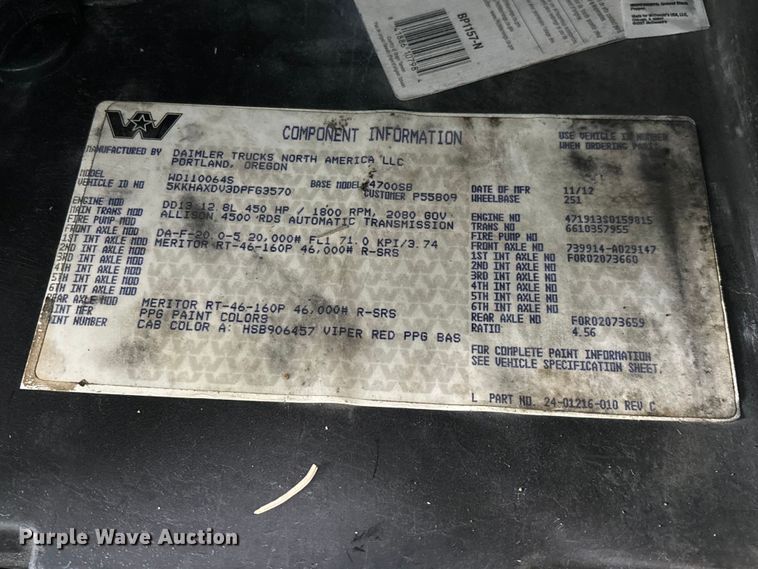 image for item YA2958 2013 Western Star 4700 crane truck