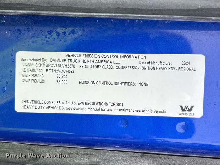 image for item YA2959 2025 Western Star 47X dump truck