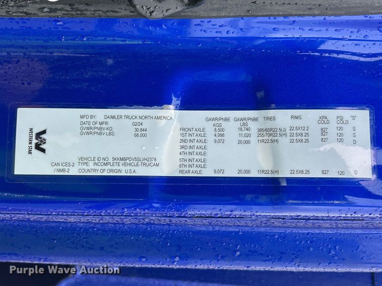 image for item YA2959 2025 Western Star 47X dump truck