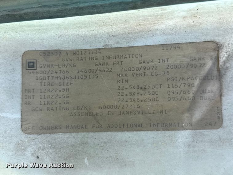 image for item YA3042 1995 Chevrolet Kodiak digger derrick truck