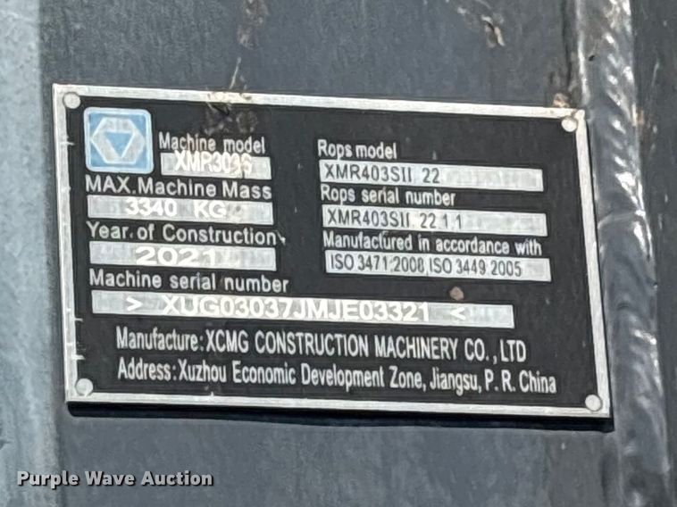 image for item YA3265 2021 XCMG XMR303S double drum vibratory roller