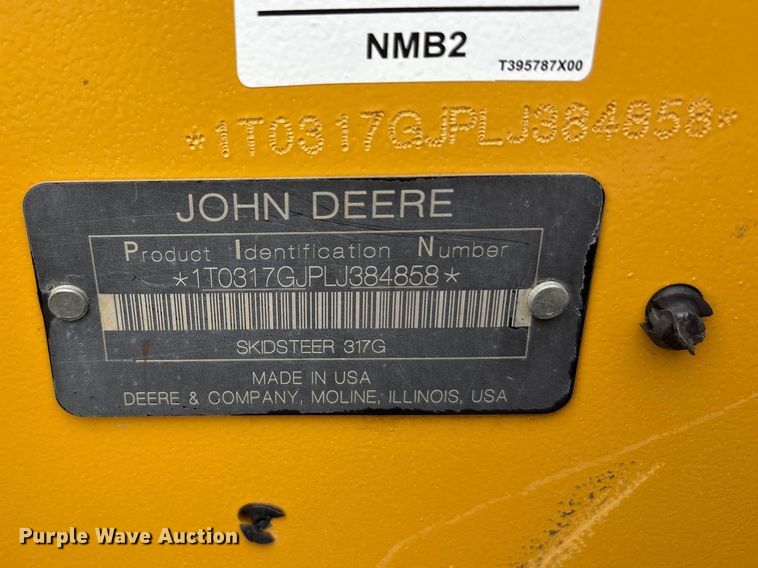 image for item YA3323 2020 John Deere 317G tracked skid steer loader