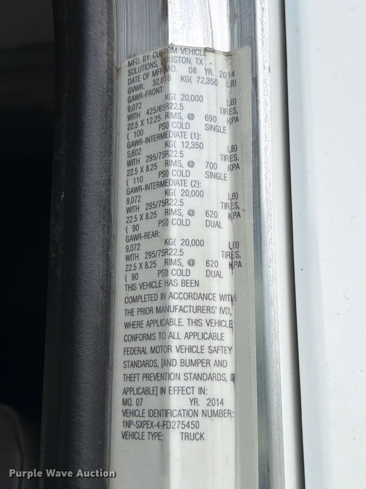 image for item YA3362 2015 Peterbilt 365 crane truck